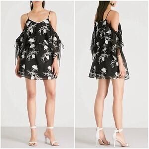 Alice + Olivia NWT Embroidered Holden Tunic Mini Dress Black Sz Medium Boho